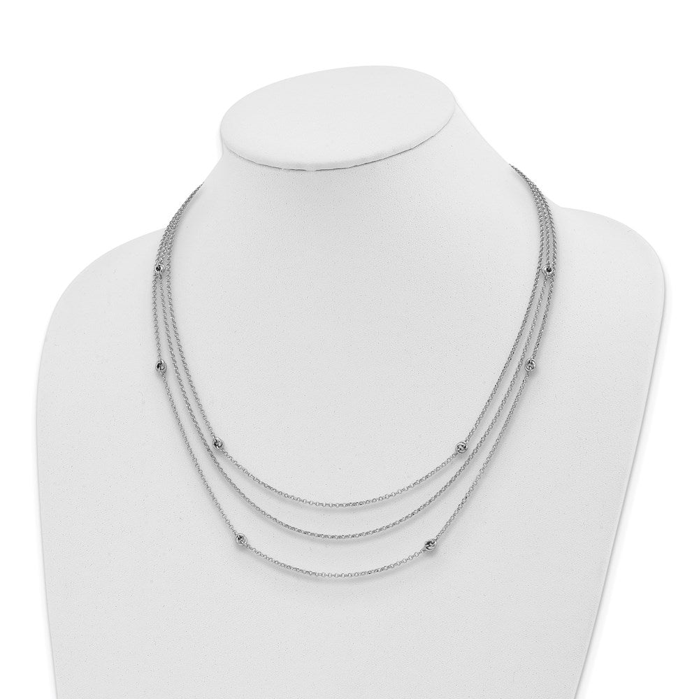 Sterlingsilber Rhodiniert Liebe Knoten Multi-strand mit 2 Zoll Verlängerung Halskette