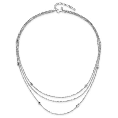 Sterlingsilber Rhodiniert Liebe Knoten Multi-strand mit 2 Zoll Verlängerung Halskette