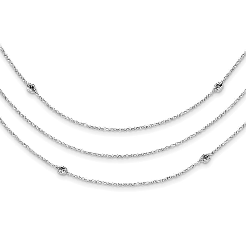 Sterlingsilber Rhodiniert Liebe Knoten Multi-strand mit 2 Zoll Verlängerung Halskette