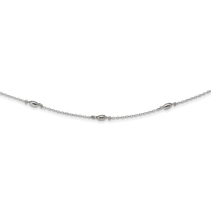 Sterlingsilber Rhodiniert Diamantiert Oval Perlen mit 3 Zoll Verlängerung Choker