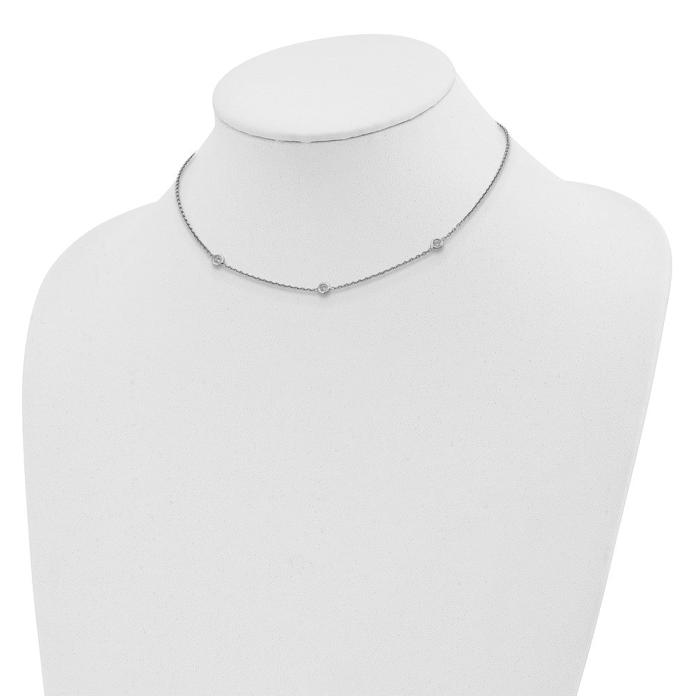 Sterlingsilber Rhodiniert Zirkonia mit 3 Zoll Verlängerung. Choker