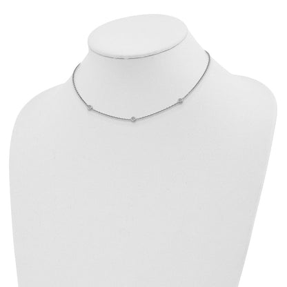 Sterlingsilber Rhodiniert Zirkonia mit 3 Zoll Verlängerung. Choker
