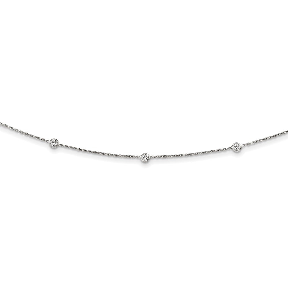 Sterlingsilber Rhodiniert Zirkonia mit 3 Zoll Verlängerung. Choker