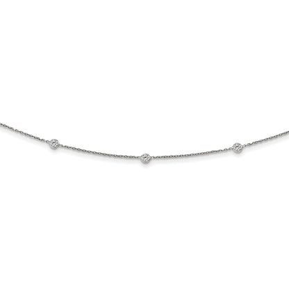 Sterlingsilber Rhodiniert Zirkonia mit 3 Zoll Verlängerung. Choker