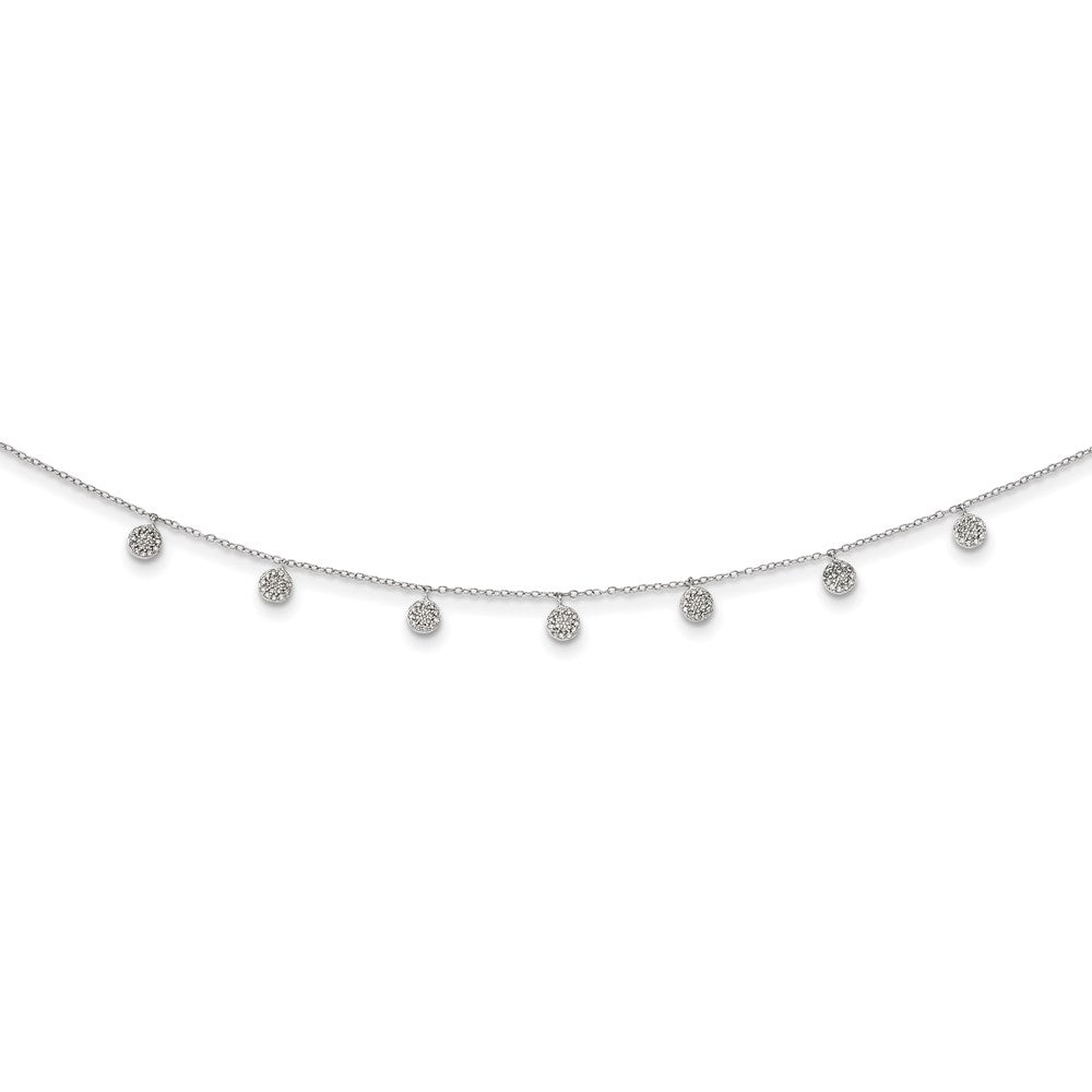 Sterlingsilber Rhodiniert Zirkonia mit 4 Zoll Verlängerung. Choker