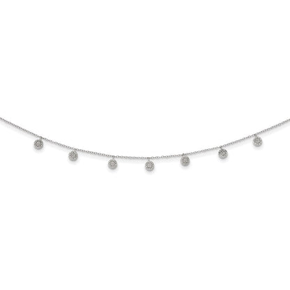 Sterlingsilber Rhodiniert Zirkonia mit 4 Zoll Verlängerung. Choker