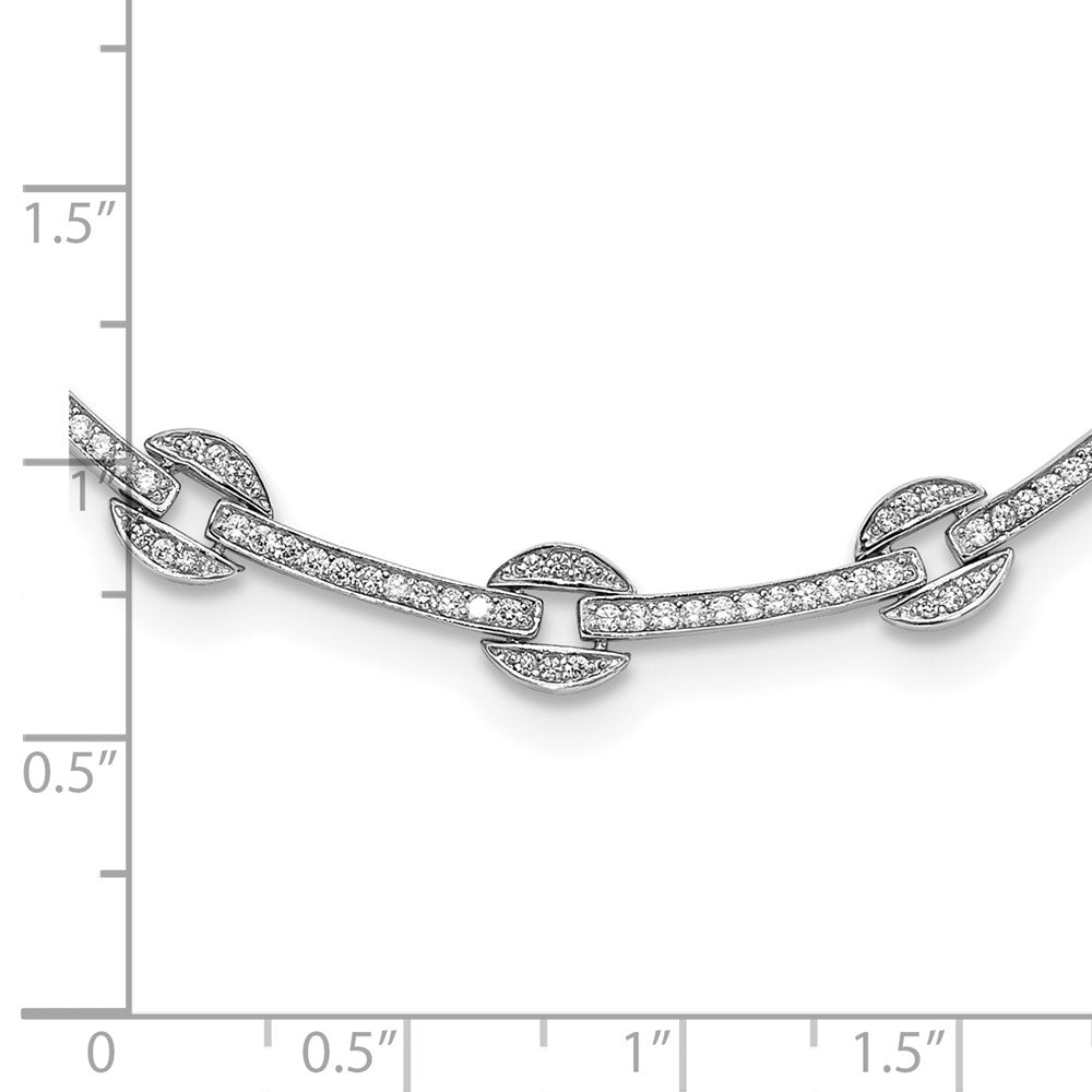 Sterlingsilber Rhodiniert Zirkonia Kreis/bar Glieder mit 2 Zoll Verlängerung Halskette