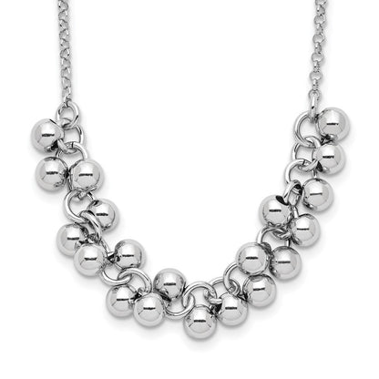 Sterlingsilber Rhodiniert Dangling Perlen Halskette