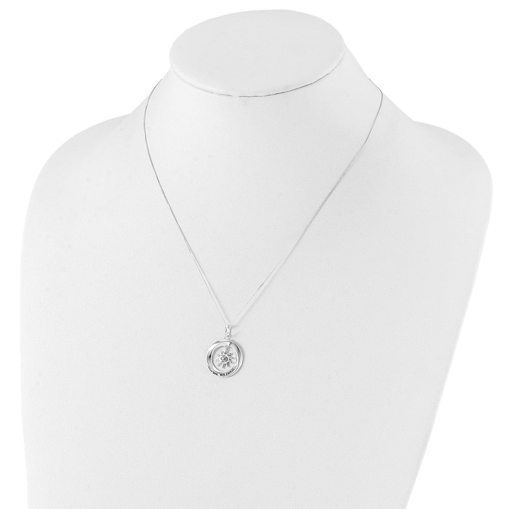 Sterlingsilber Emaille You Are My Sunshine Kristall Sonne Halskette