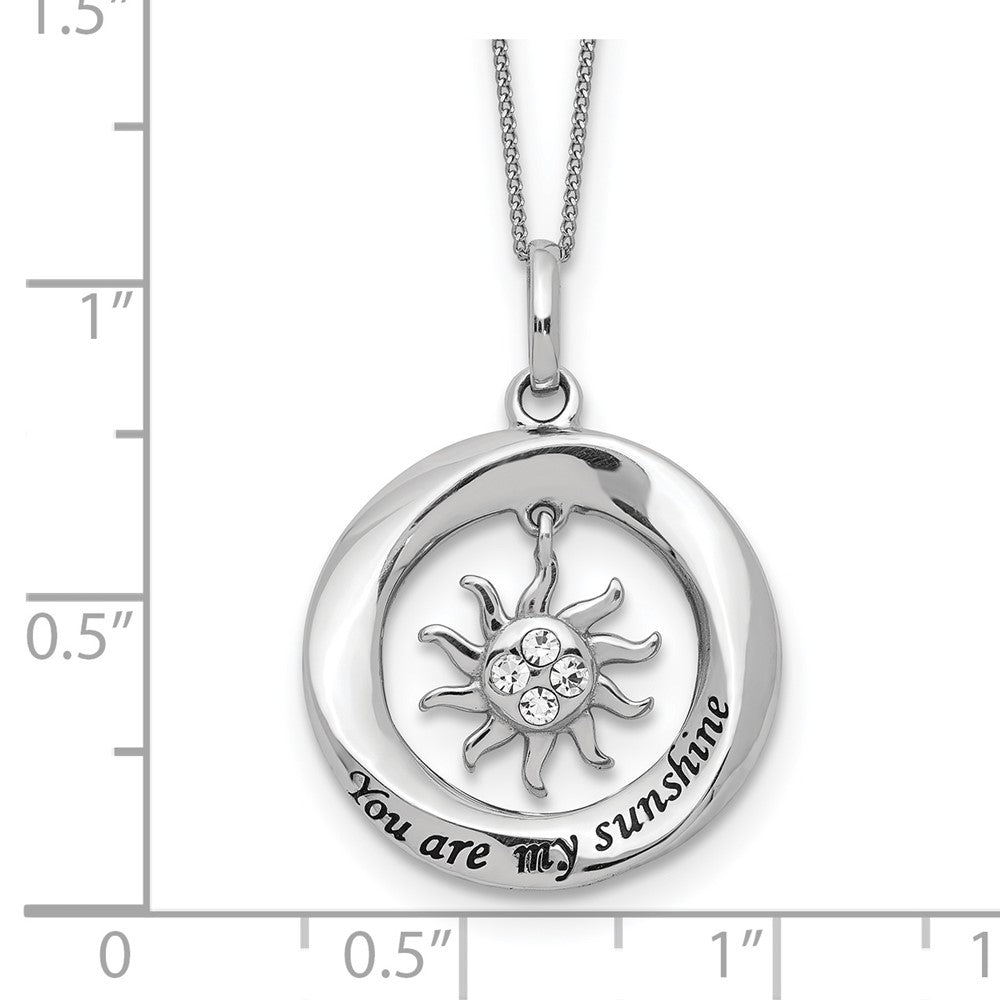 Sterlingsilber Emaille You Are My Sunshine Kristall Sonne Halskette