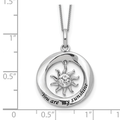 Sterlingsilber Emaille You Are My Sunshine Kristall Sonne Halskette