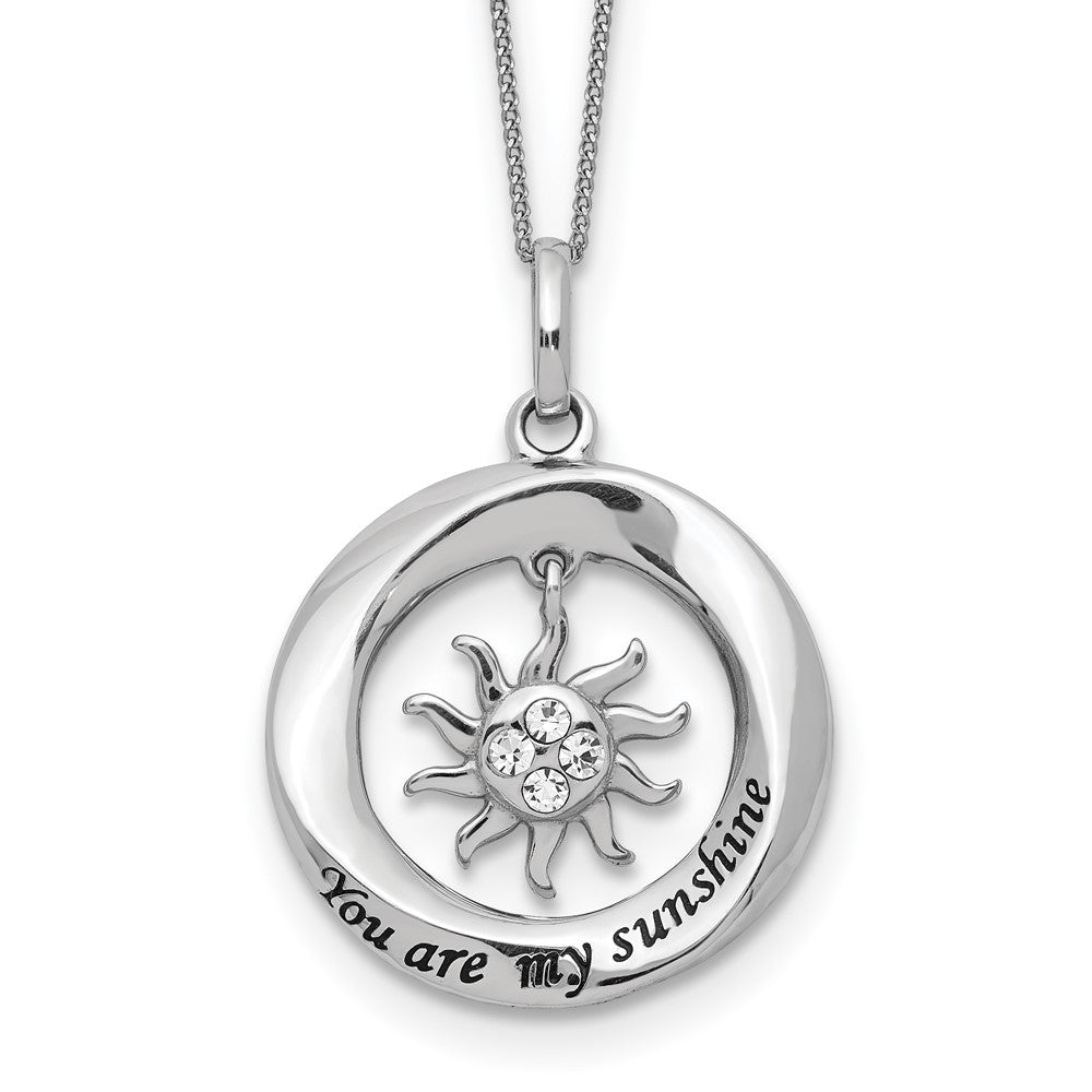 Sterlingsilber Emaille You Are My Sunshine Kristall Sonne Halskette