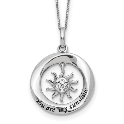 Sterlingsilber Emaille You Are My Sunshine Kristall Sonne Halskette