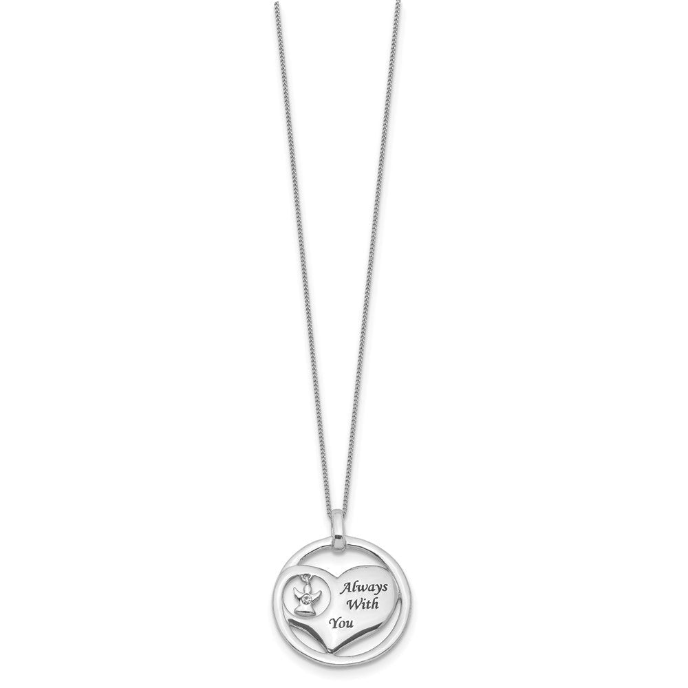 Sterlingsilber Rhodiniert Kristall Engel Emaille Herz Halskette
