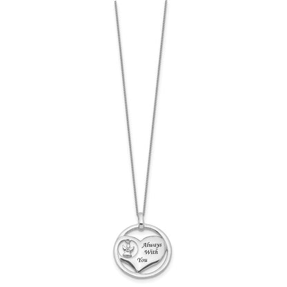 Sterlingsilber Rhodiniert Kristall Engel Emaille Herz Halskette