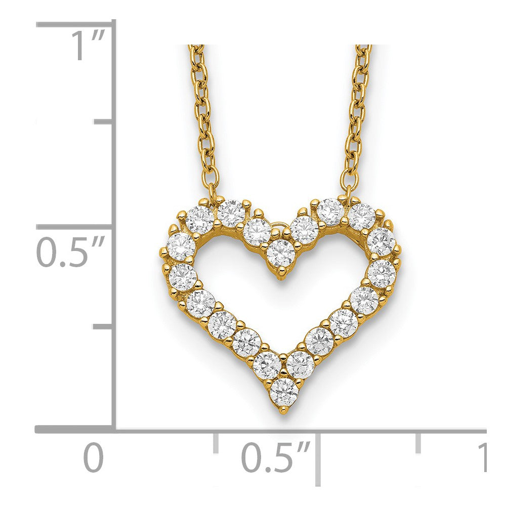 Sterlingsilber Goldfarben Zirkonia Herz mit 2 Zoll Verlängerung. Halskette