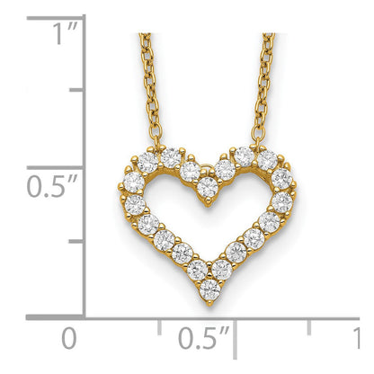 Sterlingsilber Goldfarben Zirkonia Herz mit 2 Zoll Verlängerung. Halskette