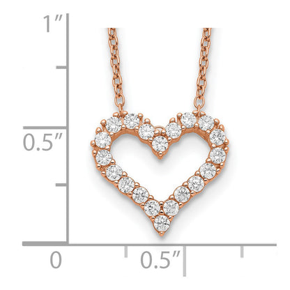 Sterlingsilber Roséfarben Zirkonia Herz mit 2 Zoll Verlängerung. Halskette