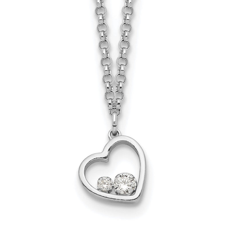 Sterlingsilber Zirkonia Herz Halskette