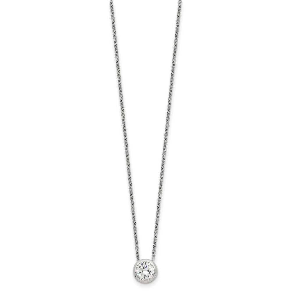 Sterlingsilber Zargenfassung 8mm Zirkonia Halskette