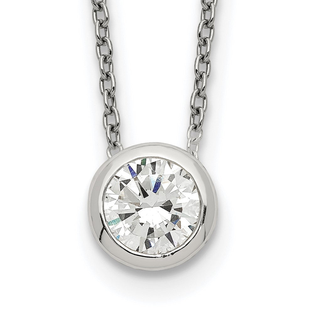 Sterlingsilber Zargenfassung 8mm Zirkonia Halskette