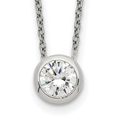 Sterlingsilber Zargenfassung 8mm Zirkonia Halskette