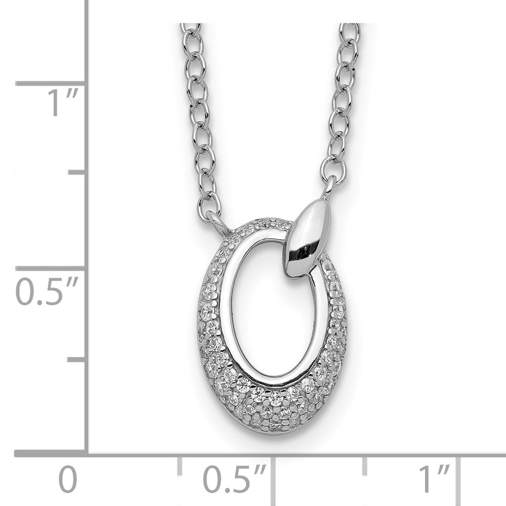 Sterlingsilber Rhodiniert Zirkonia Kreis Halskette