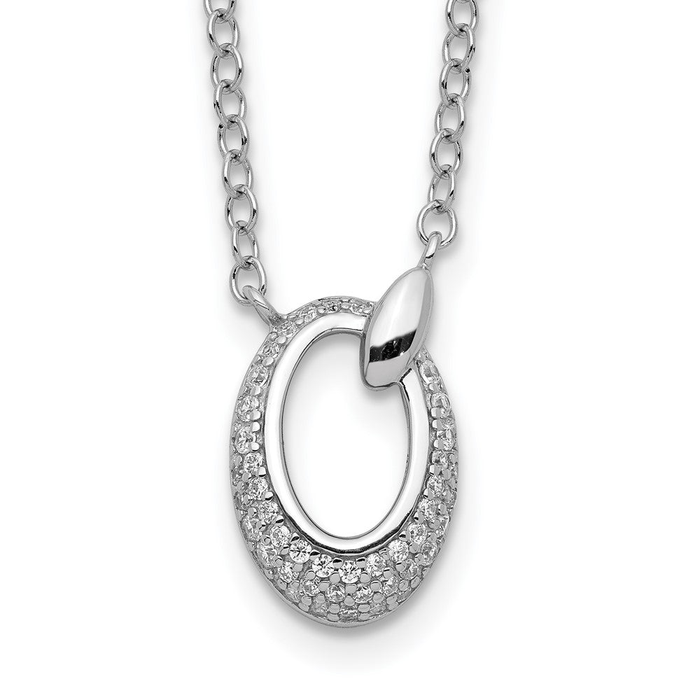 Sterlingsilber Rhodiniert Zirkonia Kreis Halskette