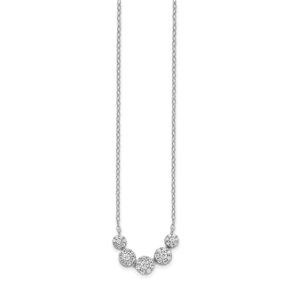 Sterlingsilber Rhodiniert 5-cz Kreise mit 2 Zoll. Verlängerung. Halskette