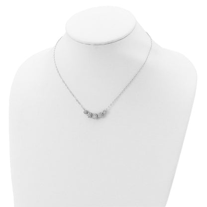 Sterlingsilber Rhodiniert 5-cz Kreise mit 2 Zoll. Verlängerung. Halskette
