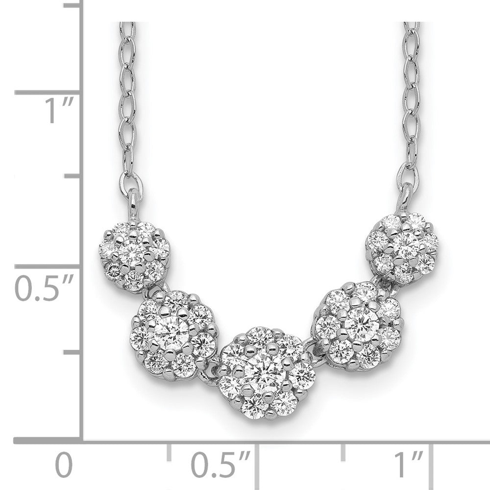 Sterlingsilber Rhodiniert 5-cz Kreise mit 2 Zoll. Verlängerung. Halskette