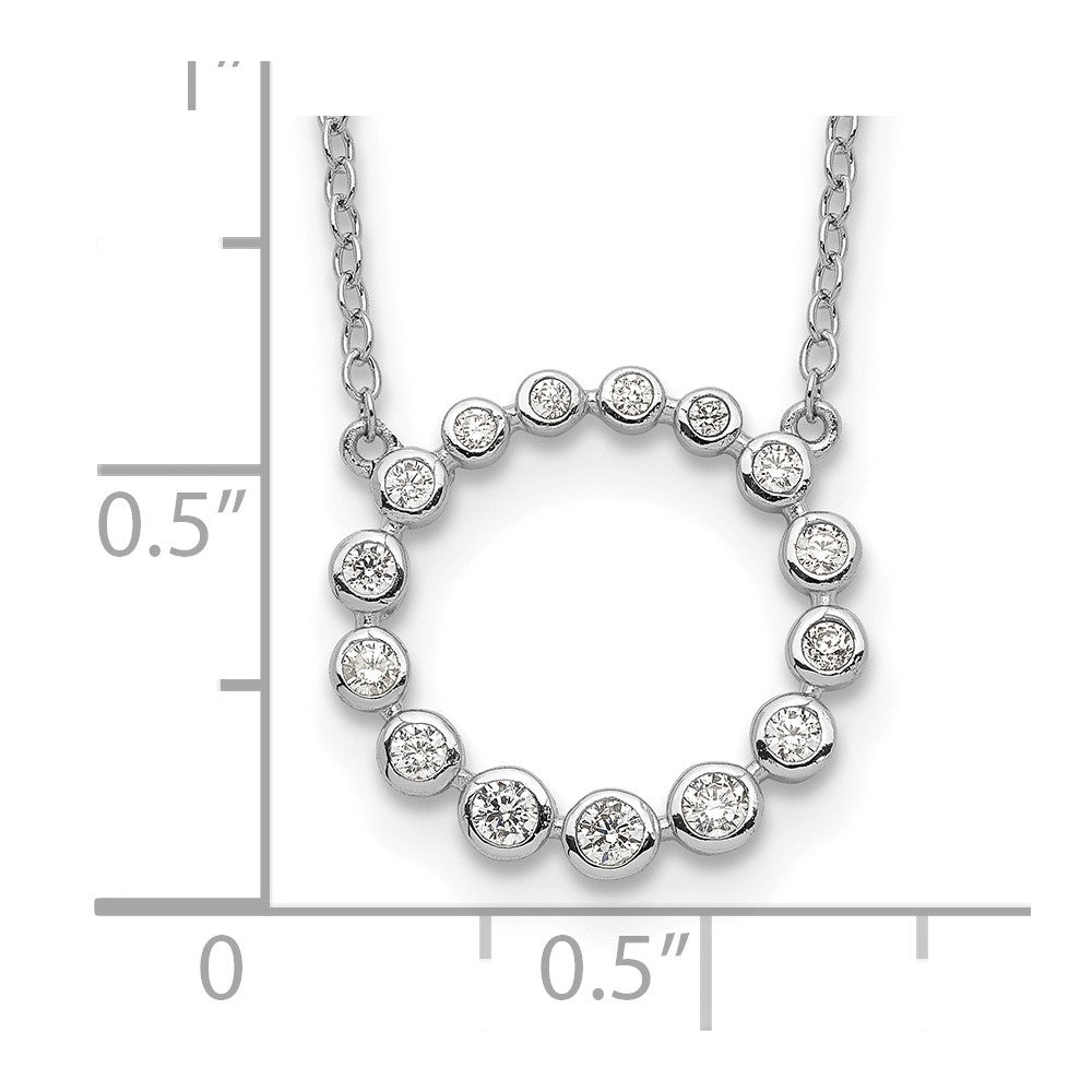 Sterlingsilber Rhodiniert Zirkonia Kreis mit 2 Zoll Verlängerung Halskette