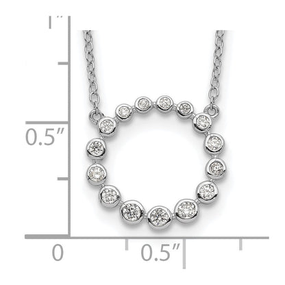 Sterlingsilber Rhodiniert Zirkonia Kreis mit 2 Zoll Verlängerung Halskette