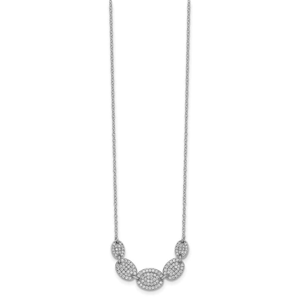 Sterlingsilber Rhodiniert 5-cz Ovals mit 2 Zoll Verlängerung Halskette
