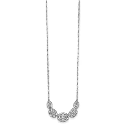 Sterlingsilber Rhodiniert 5-cz Ovals mit 2 Zoll Verlängerung Halskette