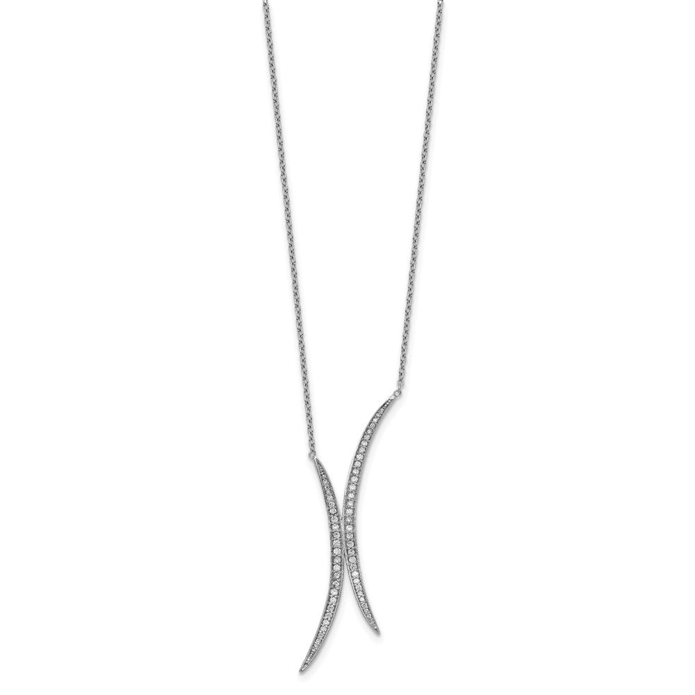 Sterlingsilber Rhodiniert Gebogen Zirkonia Halskette
