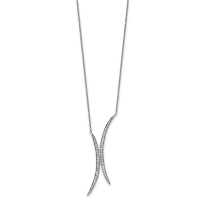 Sterlingsilber Rhodiniert Gebogen Zirkonia Halskette
