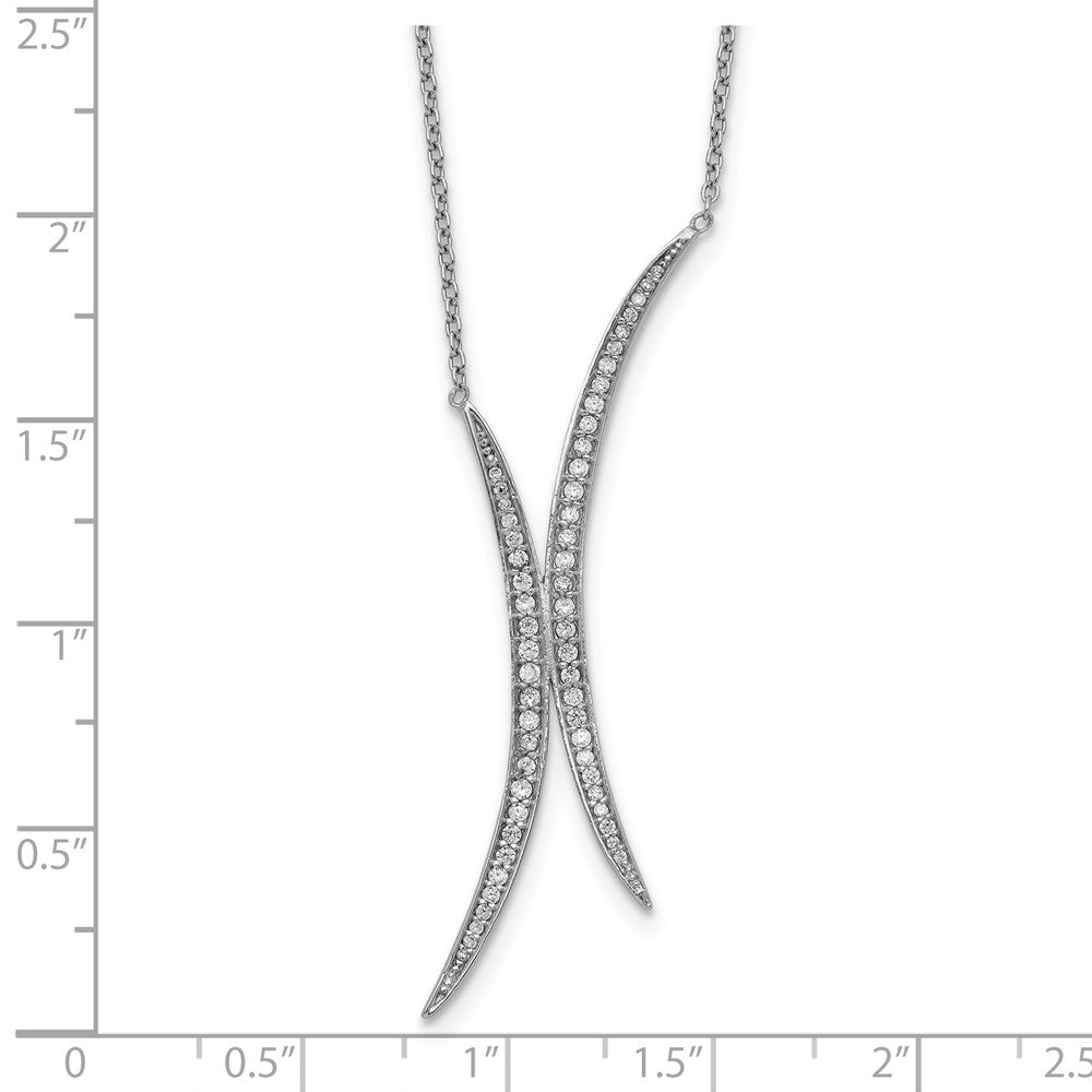 Sterlingsilber Rhodiniert Gebogen Zirkonia Halskette