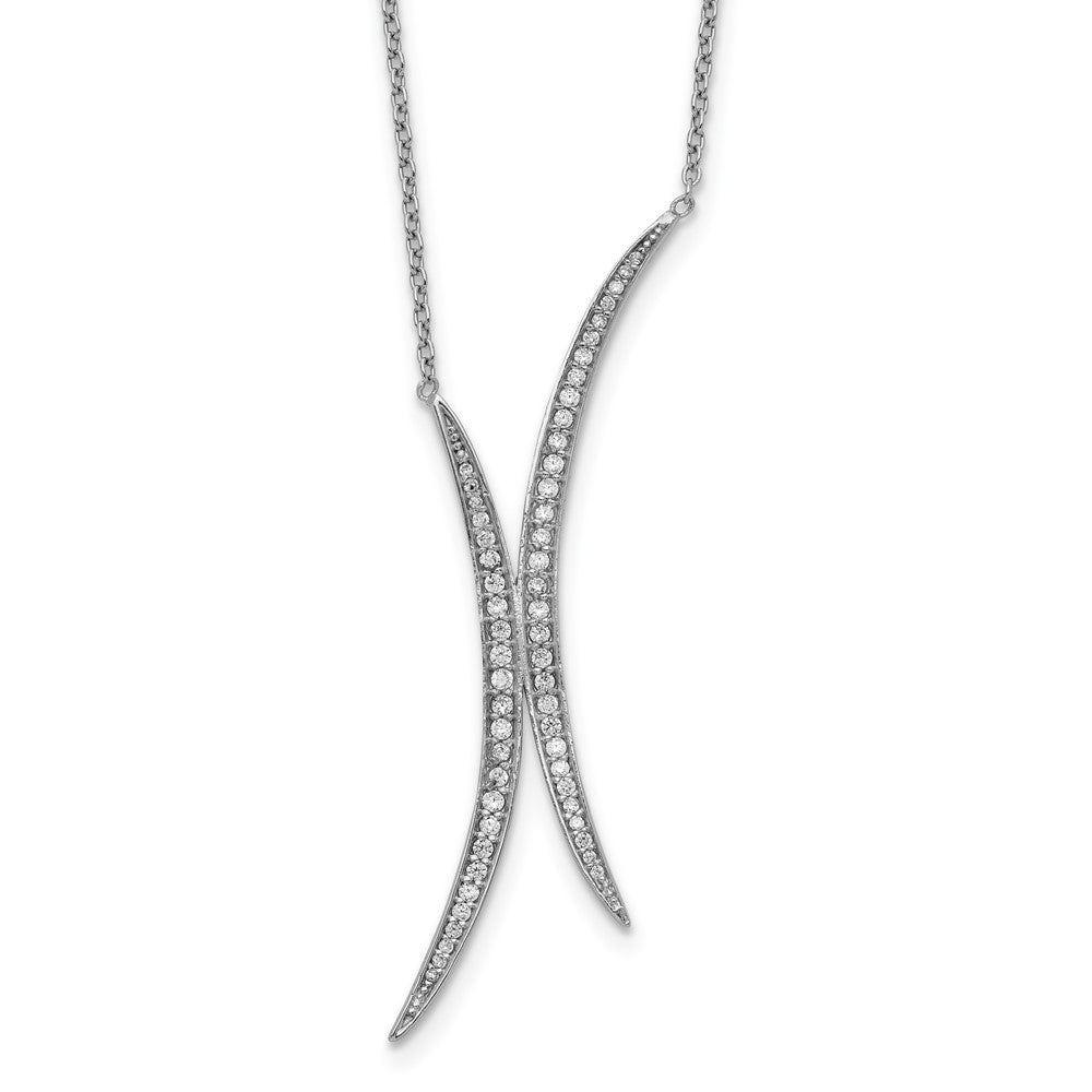 Sterlingsilber Rhodiniert Gebogen Zirkonia Halskette