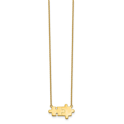 Ss/vergoldet Sterlingsilber Goldfarben Gebürstet/polished Puzzle Pieces Halskette