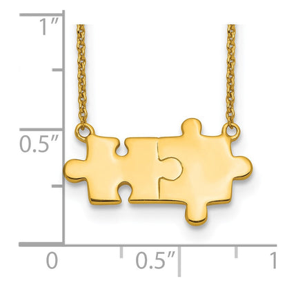 Ss/vergoldet Sterlingsilber Goldfarben Gebürstet/polished Puzzle Pieces Halskette