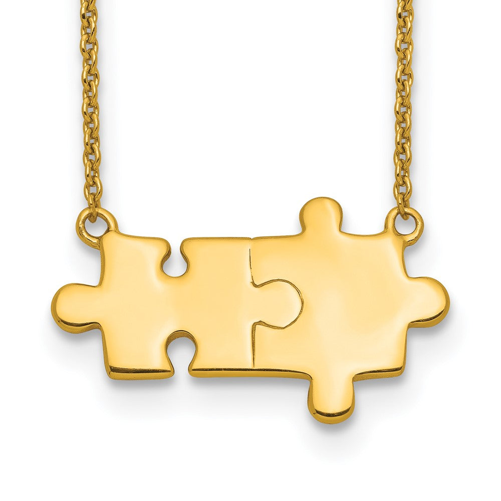 Ss/vergoldet Sterlingsilber Goldfarben Gebürstet/polished Puzzle Pieces Halskette
