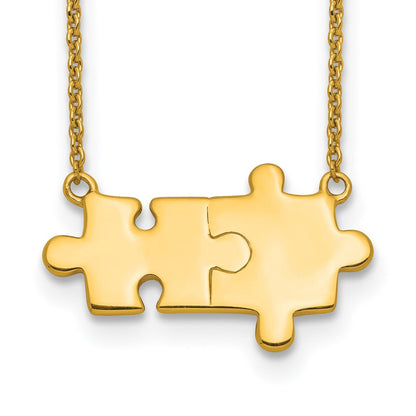 Ss/vergoldet Sterlingsilber Goldfarben Gebürstet/polished Puzzle Pieces Halskette