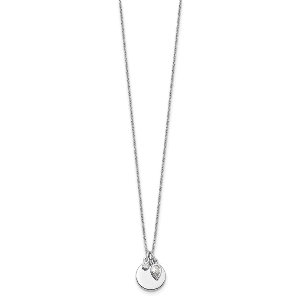 Sterlingsilber Rhodiniert mit 1.75 Zoll Verlängerung. Zirkonia Halskette
