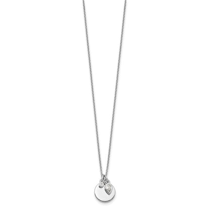 Sterlingsilber Rhodiniert mit 1.75 Zoll Verlängerung. Zirkonia Halskette