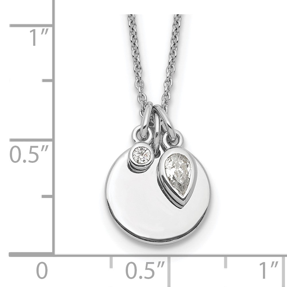 Sterlingsilber Rhodiniert mit 1.75 Zoll Verlängerung. Zirkonia Halskette