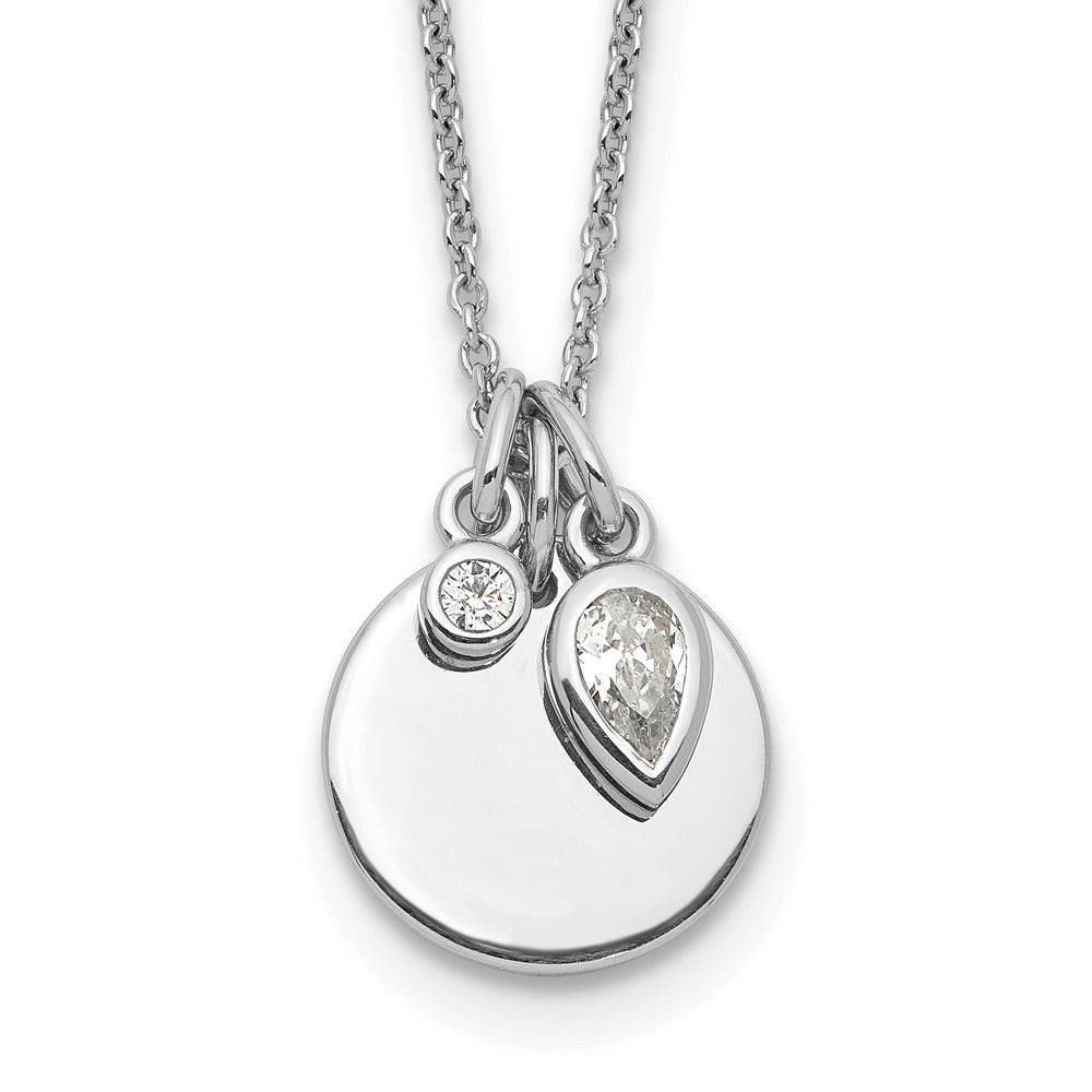 Sterlingsilber Rhodiniert mit 1.75 Zoll Verlängerung. Zirkonia Halskette