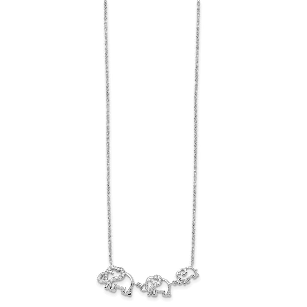 Sterlingsilber Rhodiniert Zirkonia Elephants Halskette