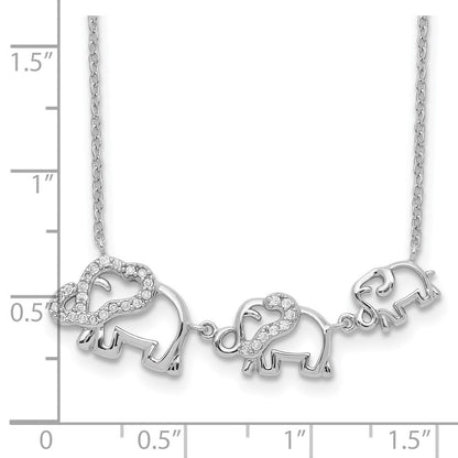 Sterlingsilber Rhodiniert Zirkonia Elephants Halskette