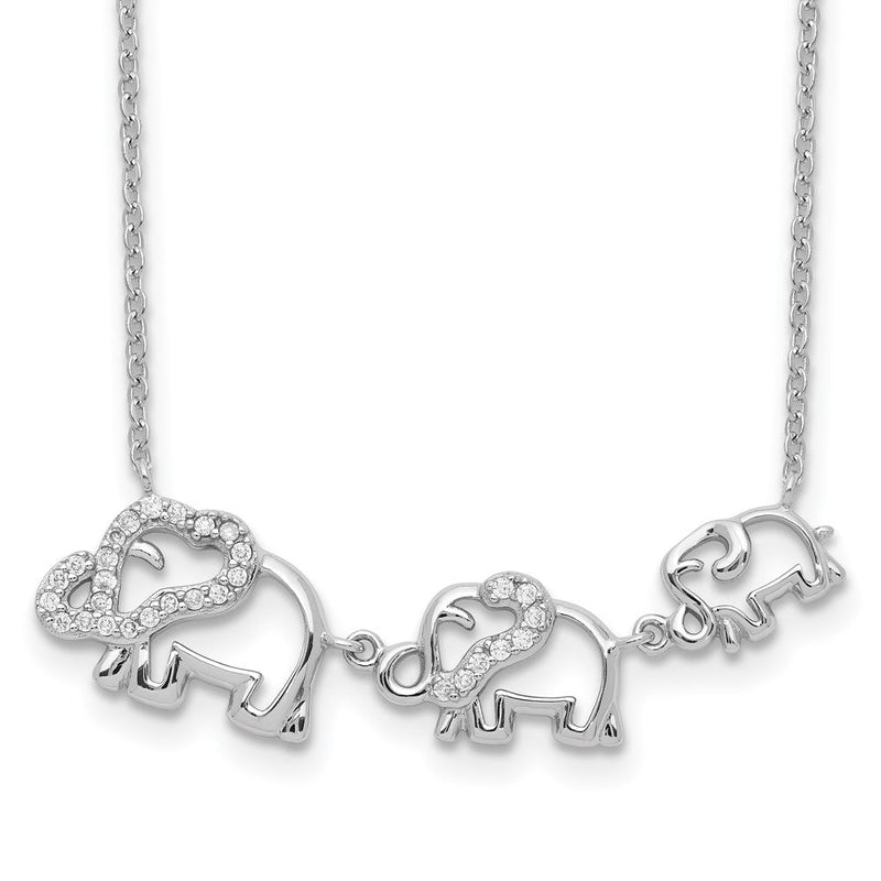 Sterlingsilber Rhodiniert Zirkonia Elephants Halskette